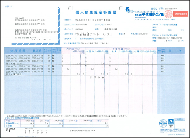 【様式３】個人線量算定管理票